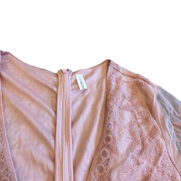 PinkBlush Pink Lace Maxi Dress Short Sleeve Maternity Photo Shoot Size XL Womens - Picture 5 of 13